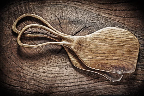 Little serving boards on vintage wood close up — Stock Photo, Image