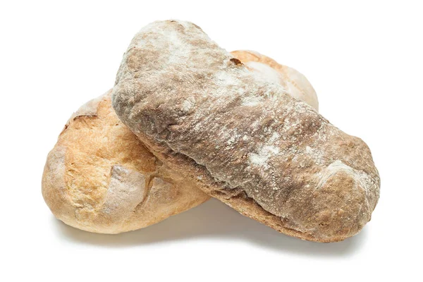 Pilha de dois loafs de pão isolado no fundo branco — Fotografia de Stock