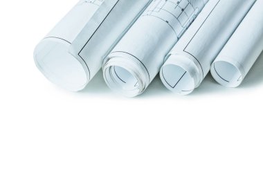 4 yuvarlanmış plan beyaz üzerine izole edildi