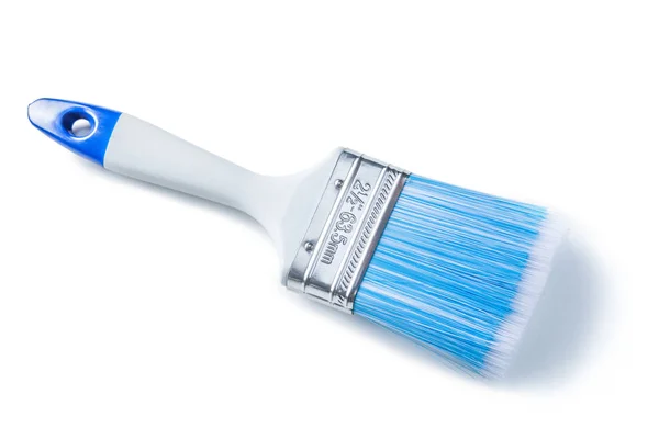 Blue paint brush with white handle isolated — Stock Photo, Image