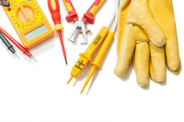 Elektrik test cihazı dijital çoklu metre kablo sökücüler deri eldivenler izole edildi