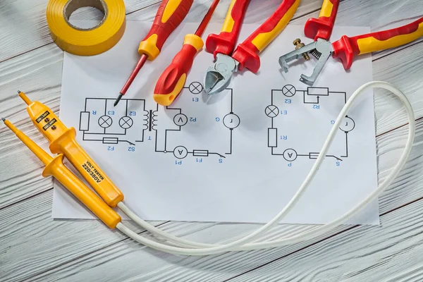 Electric Tools Tester Insulation Tape Insulated Screwdrivers Nippers Insulate Strippers — Stock Photo, Image