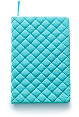 mavi renkli yumuşak deri izole not defteri.