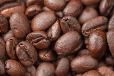 Kahve çekirdekleri makro bir arka plan olarak