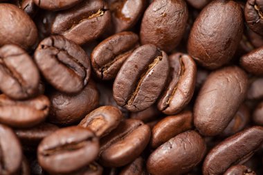 Kahve çekirdekleri makro bir arka plan olarak