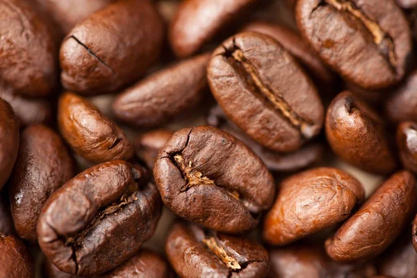 Макрос кавових зерен як фон — стокове фото