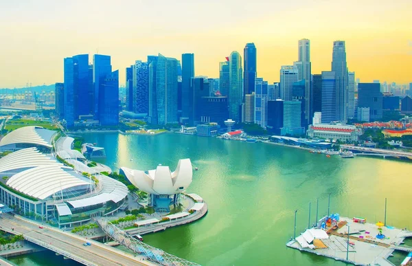 Singapurské panorama při západu slunce — Stock fotografie