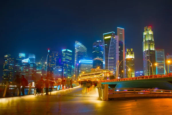 Singapore Downtown in de avond — Stockfoto