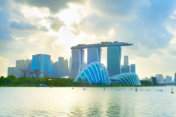 Panoráma Singapuru s odleskem — Stock fotografie