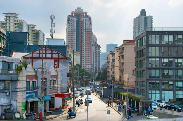 Shanghai China Dezember 2017 Blick Auf Die Shanghaier Straße Diesem — Stockfoto