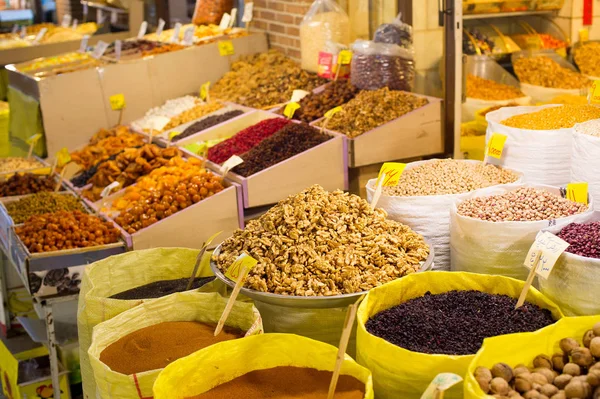 Dried Fruits Nuts Spices Tehran Main Bazaar Iran — Stock Photo, Image