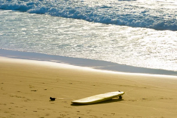 Prancha Surf Uma Praia Areia Vazia Oceano — Fotografia de Stock