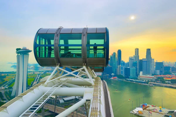 Silhuett Singapore Singapore Flyer Förgrunden — Stockfoto