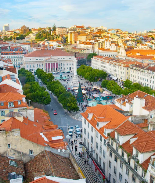 Čtvercové Panorama Lisbon Rossio, Portugalsko — Stock fotografie