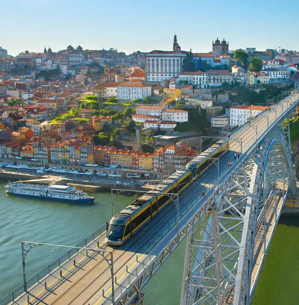 Порто Міський Пейзаж Dom Луїса Міст Метро Поїзд Порту Португалія — стокове фото