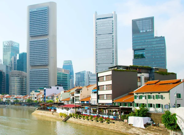 Beroemde Boat Quay Het Licht Van Ochtend Singapore — Stockfoto