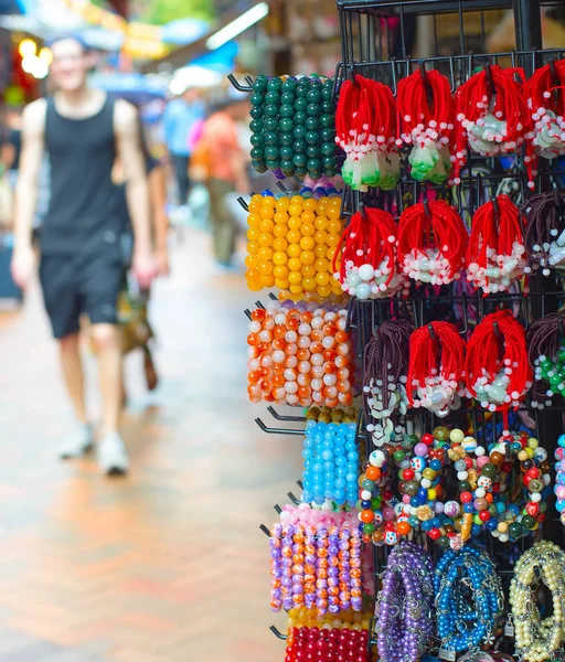 Pulseiras Contas Para Vender Mercado Chinatown Cingapura — Fotografia de Stock