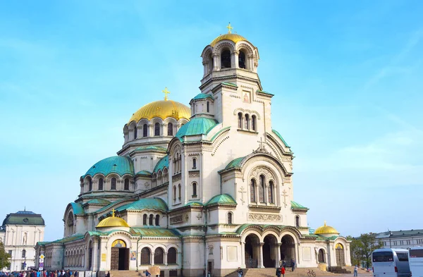 Alexander Nevsky Cathedral Bij Zonsondergang Sofia Bulgarije — Stockfoto