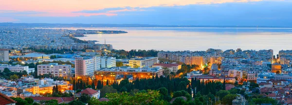 Панорамный Вид Салоники Сумерках Греция — стоковое фото