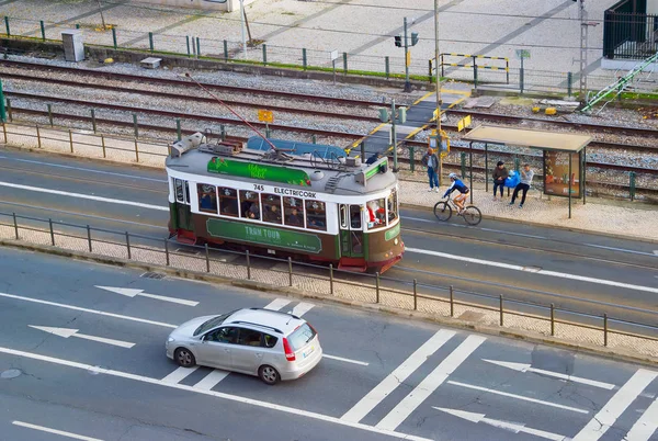 Lisbon Portugal December 2016 Aerial View Road Traffic Tram Lisbon — Stock Photo, Image