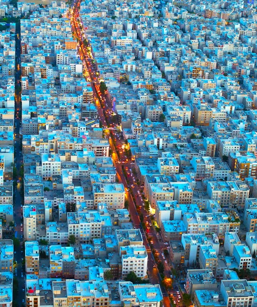 Alacakaranlıkta Kuş Göz Görüş Tahran Milad Kulesi Ran — Stok fotoğraf