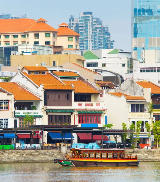 Tourist Boat Famous Boat Quay Historical City Part Singapore — Stock Photo, Image