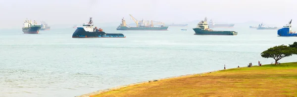 Barcos Carga Industriales Puerto Singapur — Foto de Stock