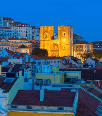  Lisbon Cathedral twilight church Portugal clipart