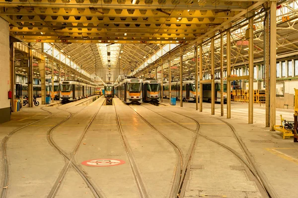 Trams depot, public transport infrastructure — Stock Photo, Image