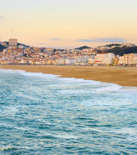 Panorama Města Nazty Slavné Plážové Město Portugalsku — Stock fotografie