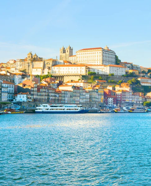 Chrám Porto Ribeira Staré Město Řeka Douro Most Dom Luis — Stock fotografie