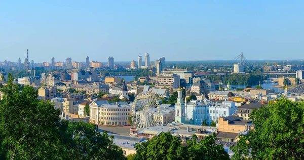 Panorama Old Town Kiev Podil District Aerial View — Stock Photo, Image