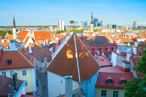 Stadsbilden Tallinns Gamla Stad Vid Solnedgången Estland — Stockfoto