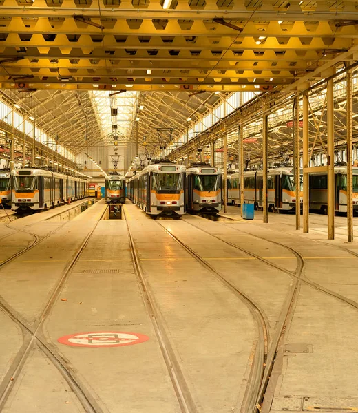 Tramvaje Zaparkované Depu Mhd Brusel Belgie — Stock fotografie