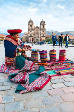  Unidentified native weavers in  Peru  clipart