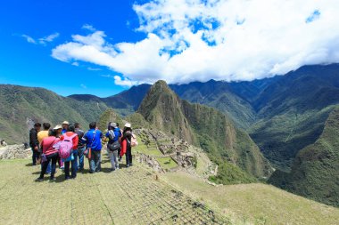 Tourists at Machu Picchu  clipart