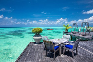 Maldivler 'deki tropik plaj