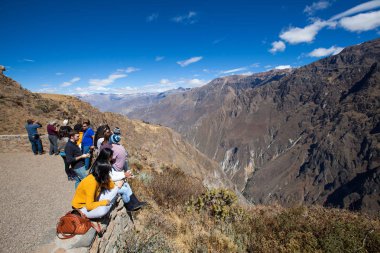 Condor Colca Kanyon izlerken turist