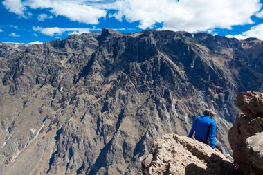 Condor Colca Kanyon izlerken turist
