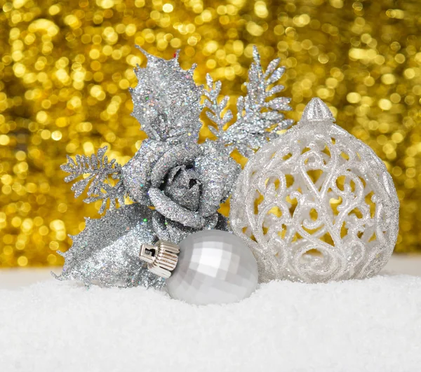 Decorazioni natalizie in argento — Foto Stock