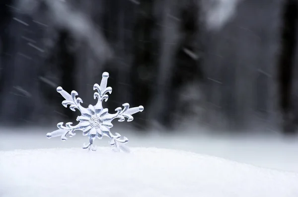 Snöflinga i en vit snö — Stockfoto