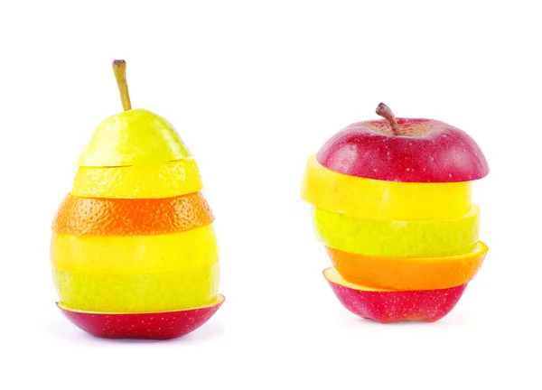 Mixed fruits on white — Stock Photo, Image