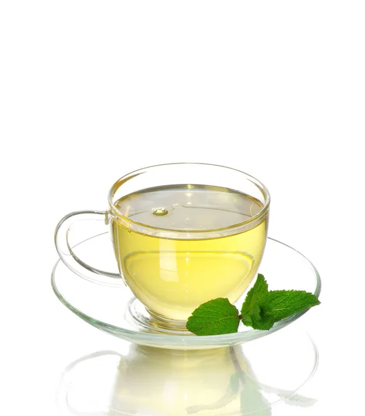 Čaj v sklenici na bílém — Stock fotografie
