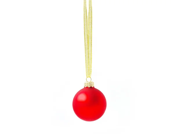 Christmas ball hanging with ribbons — Stock Photo, Image