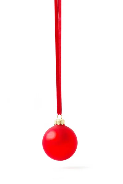 Christmas ball hanging with ribbons — Stock Photo, Image