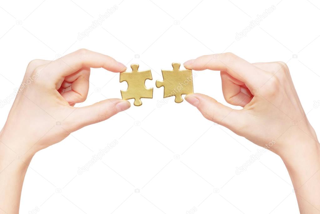 puzzle pieces in hands