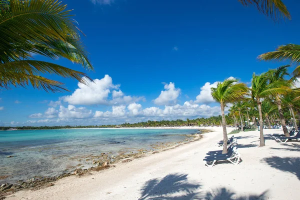 Tropisch strand met blauwe lagune — Stockfoto