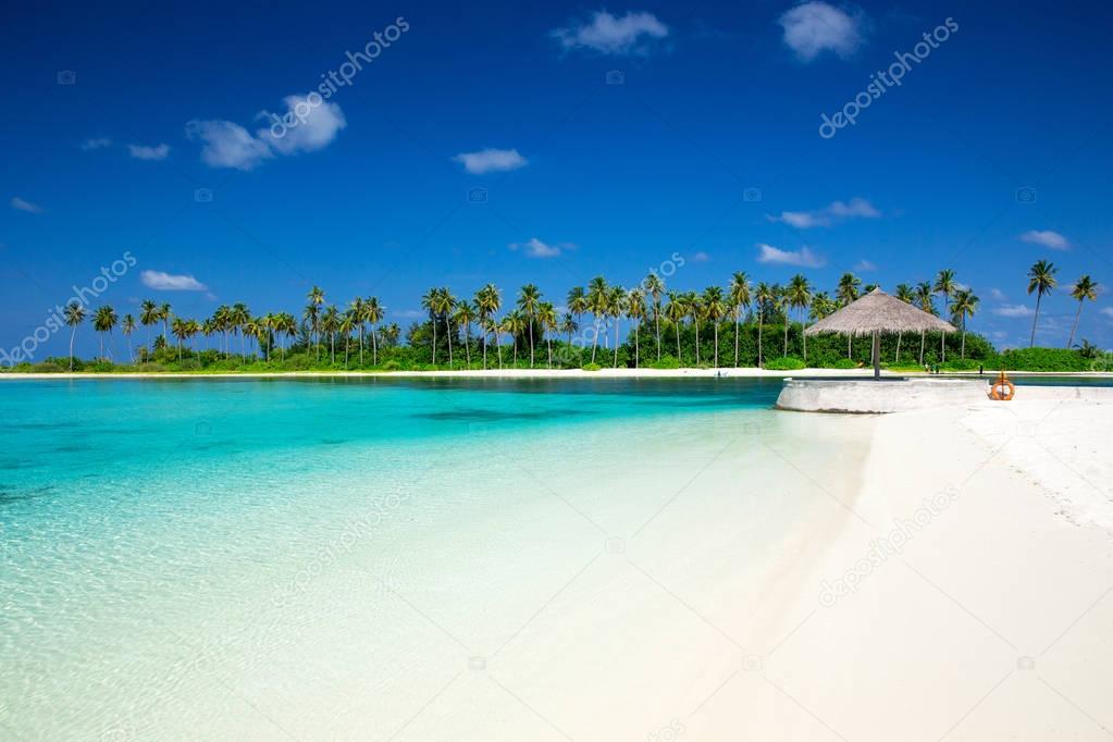 tropical beach with blue lagoon