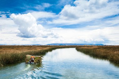 Titicaca gölü Totora teknede