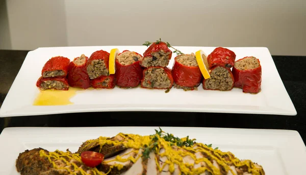 Trays of assorted food — Stock Photo, Image